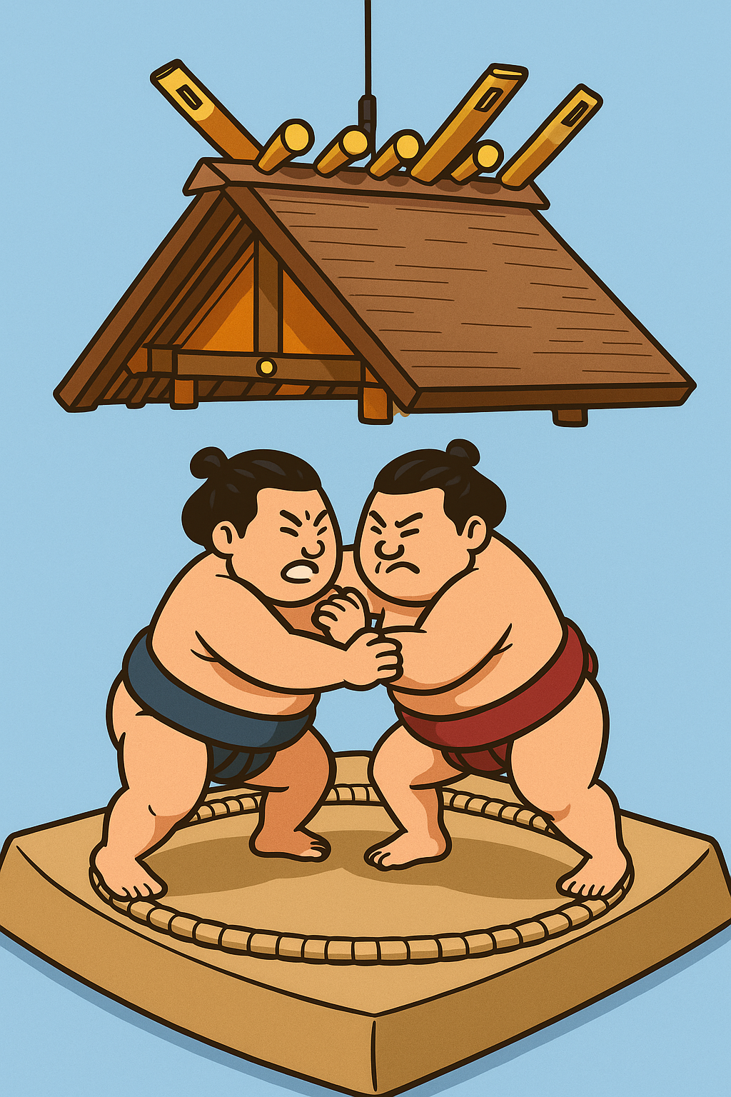 Two rikishi on the dohyo